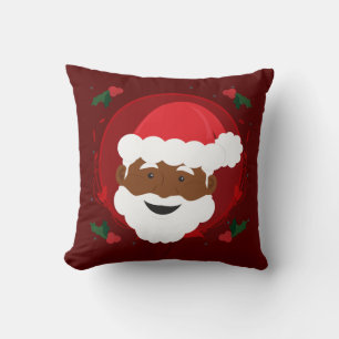 Almofada Papai Noel Brown Skin Red Holly Natal