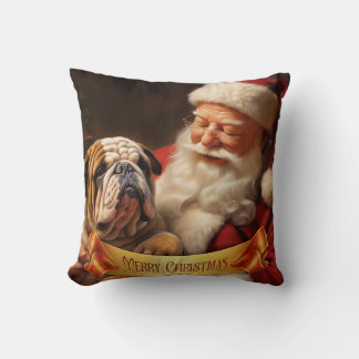 Almofada Papai Noel com Buldogue Inglês