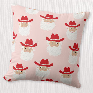 Almofada Papai Noel Cowboy Natal Ocidental Rosa