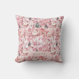 Almofada Papai Noel da Cidade Rosa Natal 