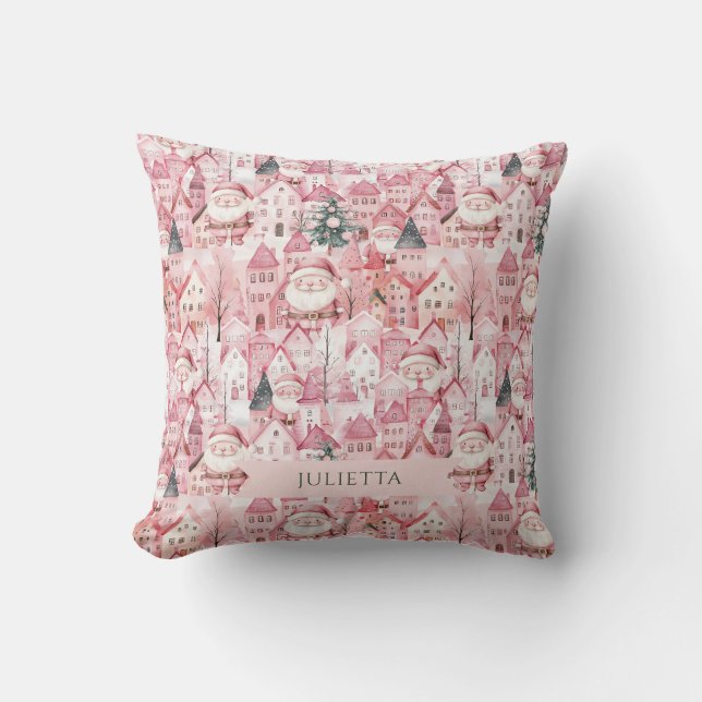 Almofada Papai Noel da Cidade Rosa Natal  (Frente)