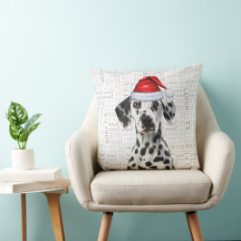 Almofada Papai Noel Dálmata Cachorro Latido Aquarela Natal