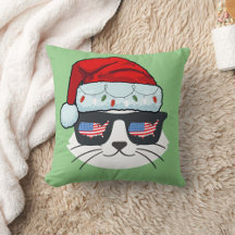 Papai Noel De Natal Com Bandeira De Gato
