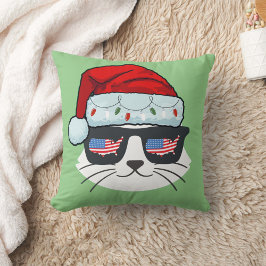 Almofada Papai Noel De Natal Com Bandeira De Gato