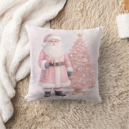 Almofada Papai Noel de Natal Rosa Pastel