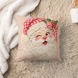 Almofada Papai Noel de Renda Personalizado Natalino, Feliz
