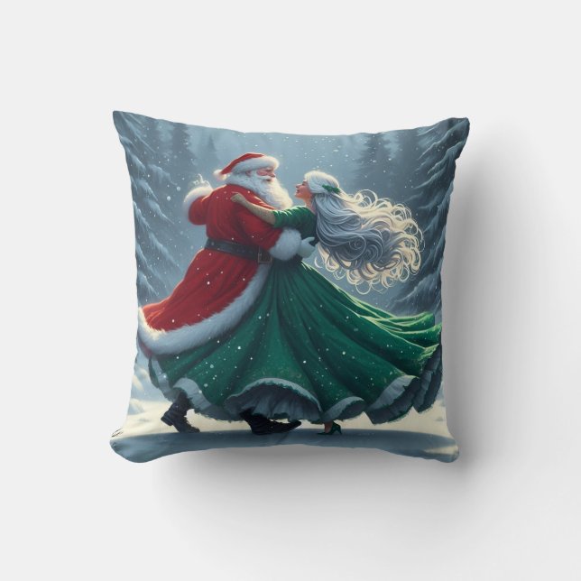 Almofada Papai Noel e a Sra. Claus valsando (Frente)