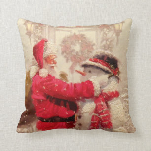 Almofada Papai Noel e o Natal do boneco de neve