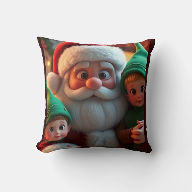 Almofada Papai Noel e seus duendes (Frente)