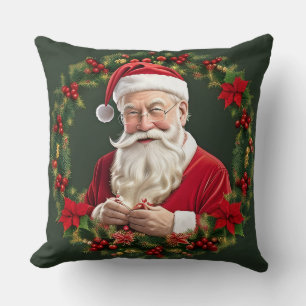 Almofada Papai Noel em uma Grinalda Festiva