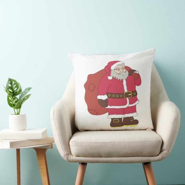 Almofada Papai Noel em vermelho com saco de presentes e ócu (Cadeira)