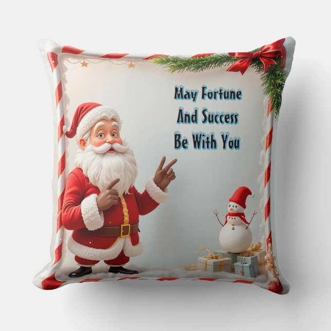 Almofada Papai Noel Festivo e Boneco de Neve (Frente)