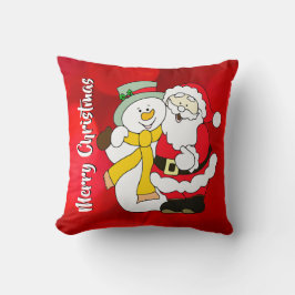 Almofada Papai Noel & Ilustração Colorida do Boneco de Neve