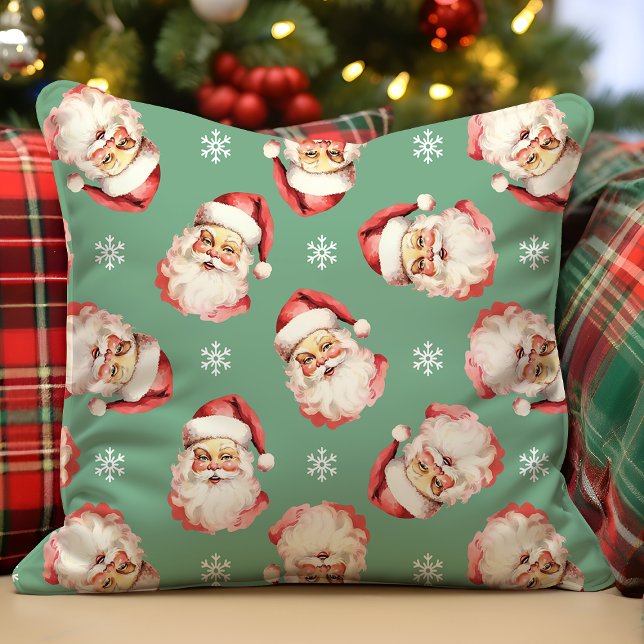 Almofada Papai Noel Natal Vintage Retro Verde Natal (Criador carregado)