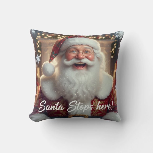 Almofada Papai Noel Para Aqui! (Frente)