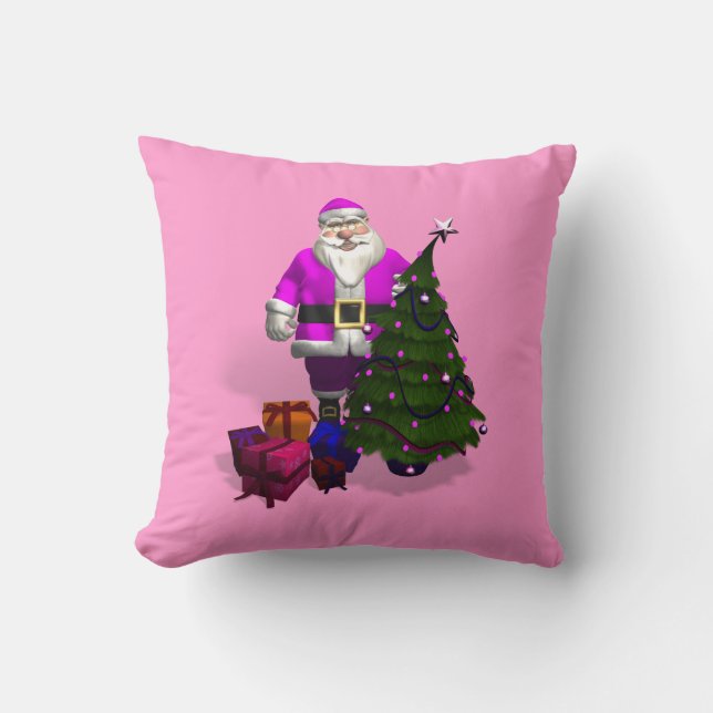 Almofada Papai Noel Rosa e Roxo (Frente)
