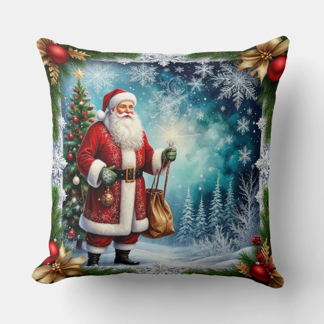 Almofada Papai Noel Tradicional na Terra do Natal (Frente)