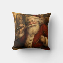 Papai Noel Vintage ao Telefone Pintura a Óleo