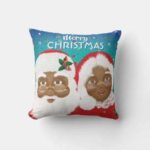 Almofada Papais noeis afro-americanos e Sra. Claus Christma