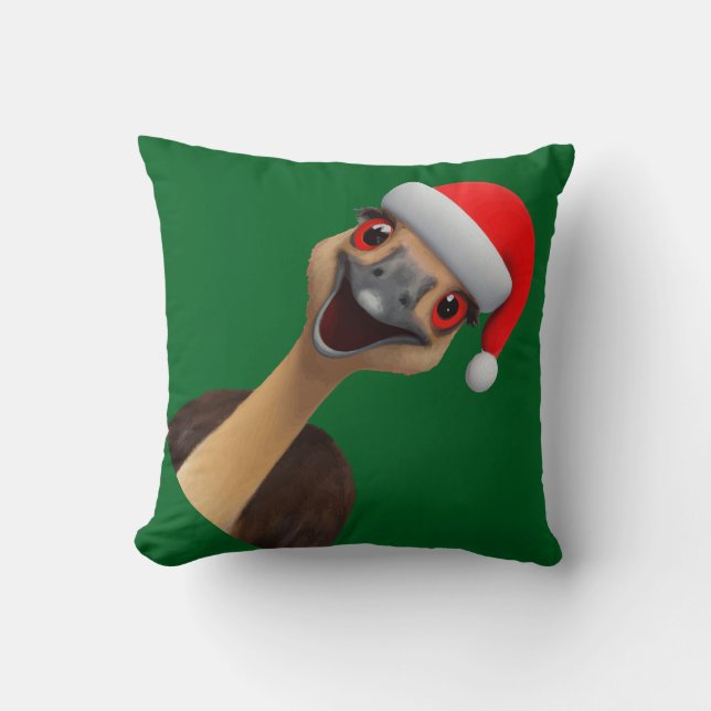 Almofada Papais noeis Aussie Helper - Engraçado Natal Emu (Frente)
