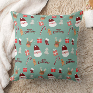Almofada Papais noeis Bonitos Reindeer Candy Cane Gingerpão