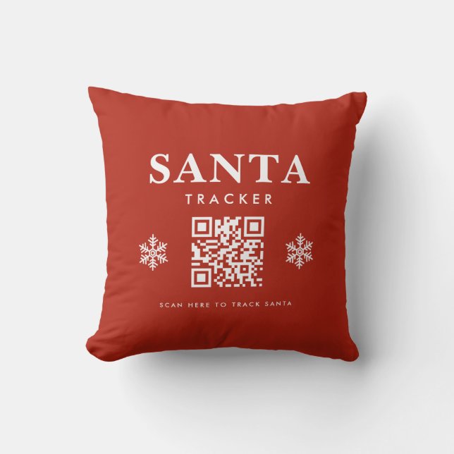 Almofada Papais noeis de código QR de Natal Vermelho (Frente)