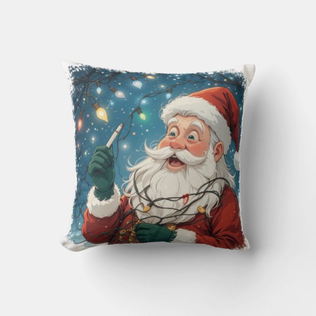 Almofada Papais noeis de Design de Natal com luzes (Frente)