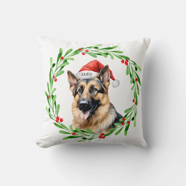 Almofada Papais noeis de German shepherd de Cão de Natal (Frente)