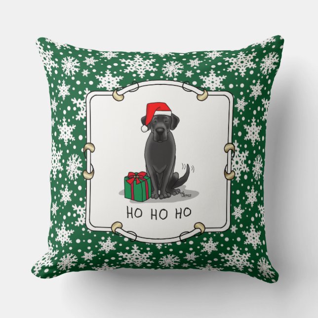 Almofada Papais noeis de Natal Black Labrador Retriever Cut (Frente)