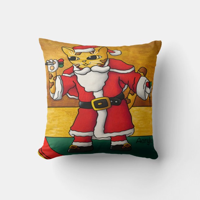 Almofada Papais noeis de Natal - Dardos Cat (Frente)
