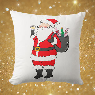 Almofada Papais noeis de Natal Vinho Branco Festivo