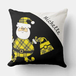 Almofada Papais noeis De Tartan Amarelo Cute Com Carteira