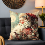 Almofada Papais noeis de Vintage Reindeer Collage de Natal<br><div class="desc">Papais noeis de Vintage Reindeer Christmas Collage Festivas Holiday Cushion apresenta uma colagem com Papais noeis,  renas,  trenós,  doces e sotaques florais. Perfeito para presentes de Natal,  decoração de Natal e festas de férias e muito mais. Criado pelo Evco Studio www.zazzle.com/store/evcostudio</div>