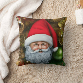 Almofada Papais noeis Num Fundo De Fantasia De Natal