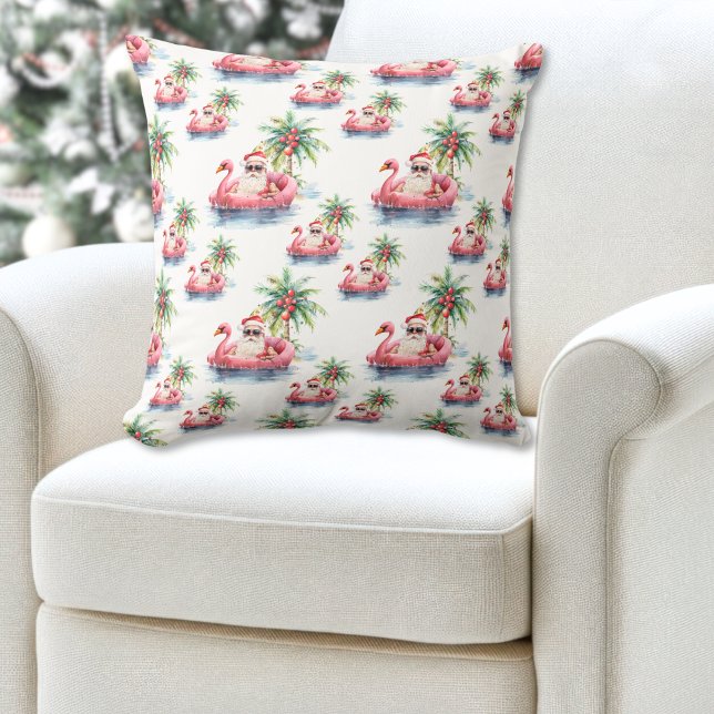 Almofada Papais noeis Praia Natal (Santa Beach Christmas Throw Pillow )