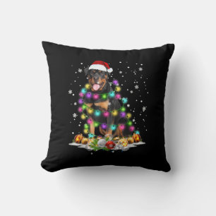 Almofada Papais noeis Rottweiler Luzes de Árvore de Natal