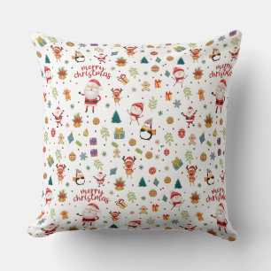 Almofada Papais noeis, Snowman, Reindeer Patterno Feliz Nat