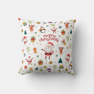 Almofada Papais noeis, Snowman, Reindeer Patterno Feliz Nat