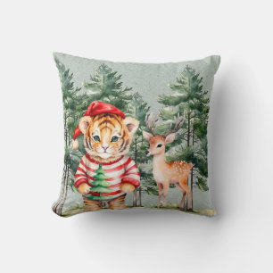 Almofada Papais noeis Tiger e um Natal de cervo