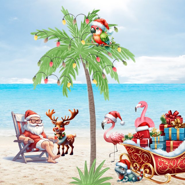 Almofada Papais noeis Tropicais e Festa de Natal de Praia d (Criador carregado)