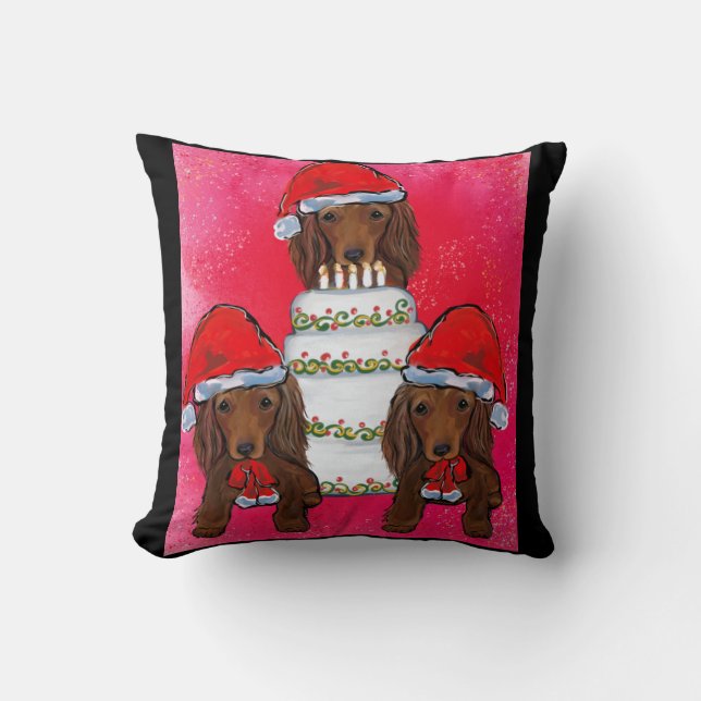 Almofada Papais Noel Doxie Vermelhos (Frente)