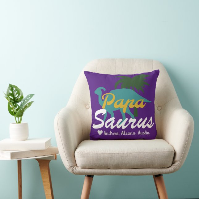 Almofada Papassauro Nomes Simples de Chic Personalizados (Cadeira)