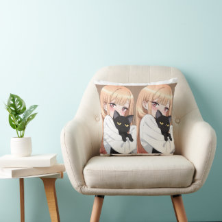 Almofada Papel de embrulho de anime fofa abraçando gato pre