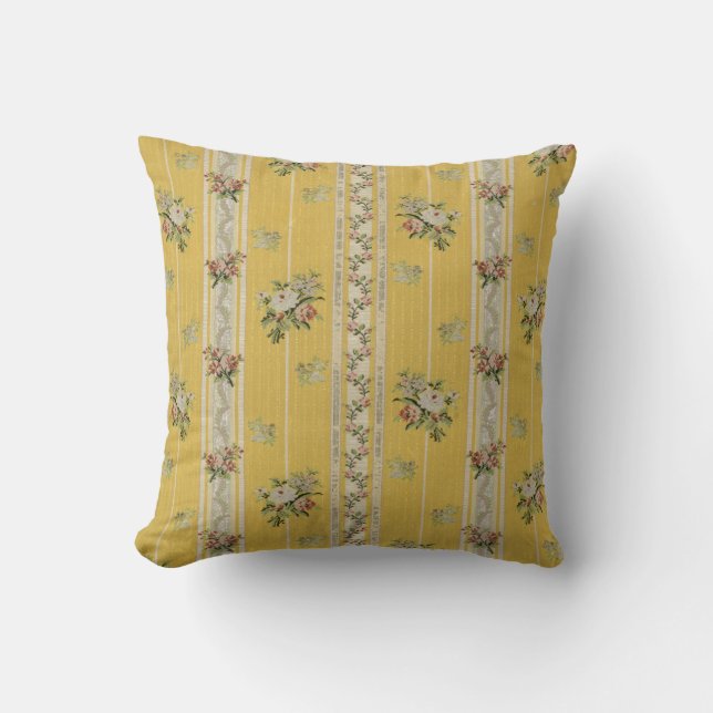 Almofada Papel de Parede Antigo Vintage Amarelo  (Frente)