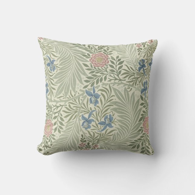 Almofada Papel de Parede Floral Larkspur de William Morris (Frente)