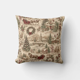 Almofada Papel de Presente de Natal Toile Vintage | Veado &