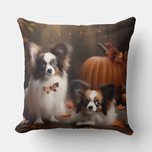 Almofada Papillon Puppy Autumn Delight Pumpkin (Frente)