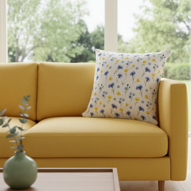 Almofada Papoula Amarela Viva Flor-de-Milho (Criador carregado)