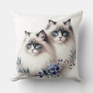 ALMOFADA PAR DE BONITOS GATOS RAGDOLL FLUFFY