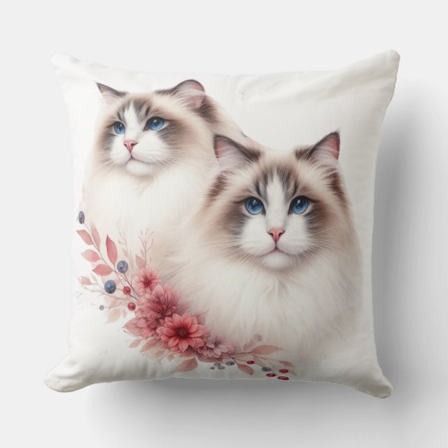 ALMOFADA PAR DE BONITOS GATOS RAGDOLL FLUFFY (Frente)